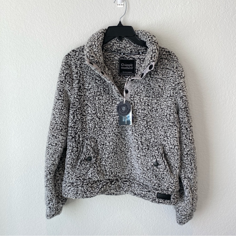 Simply Southern Grey Fleece Pullover Kids Youth Size Medium NWT